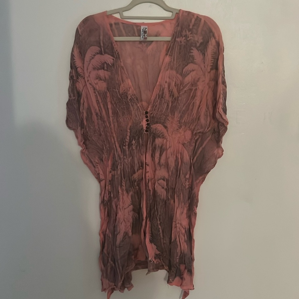 Pink palms beach cover up